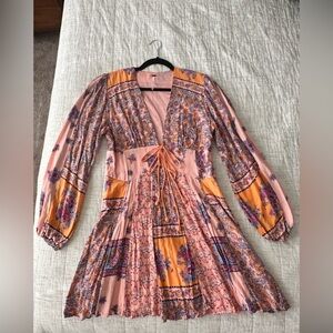 Free People Fit n Flare Paisley Mini Dress size L